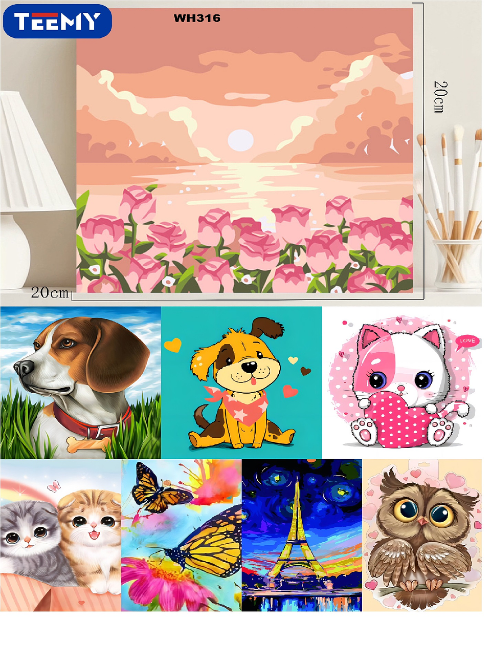 CUADRO PARA PINTAR 20 X 20 PAQUETE 10 PIEZAS (WH316) 1