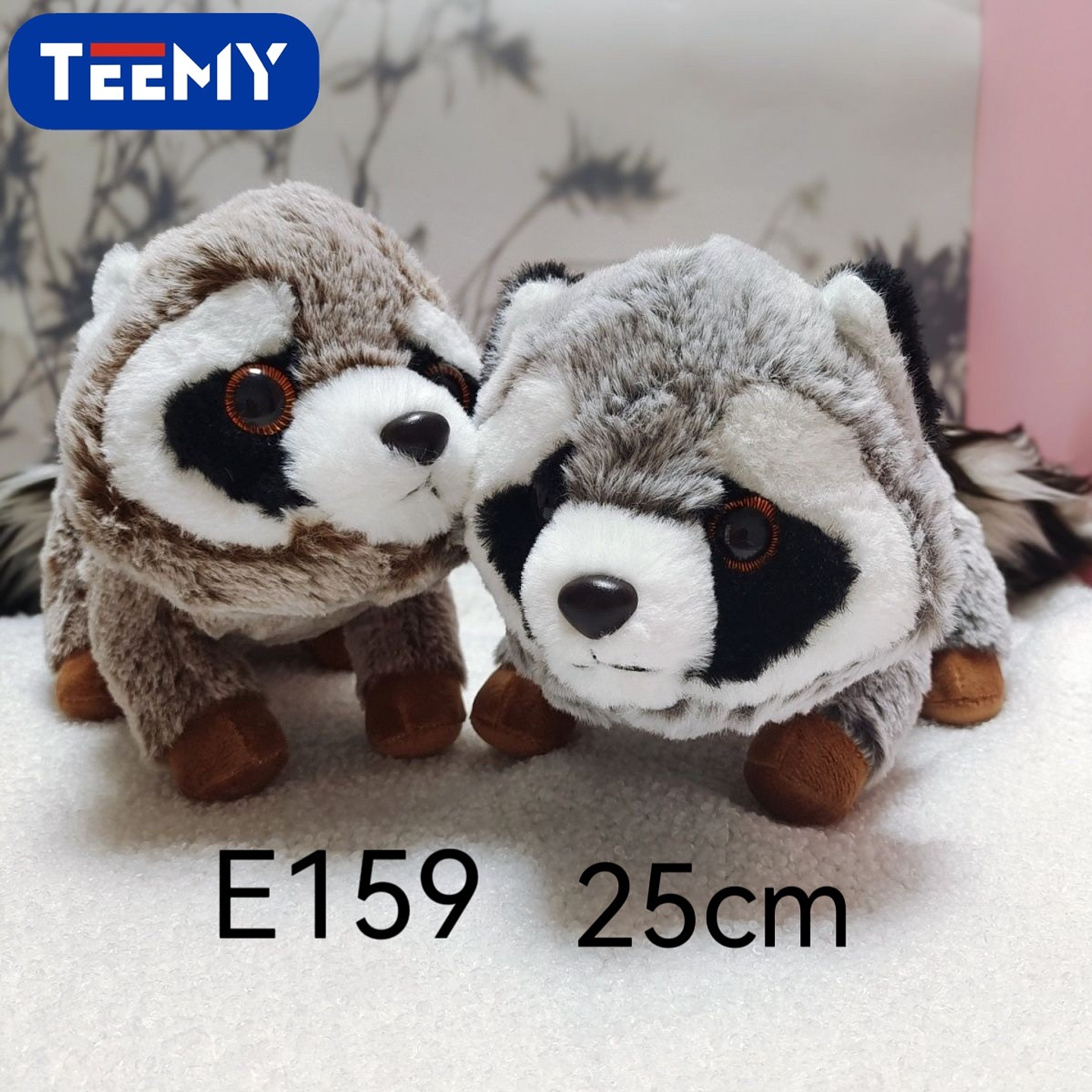 PELUCHE MAPACHE 25 CM , PRECIO PUBLICADO ES AL POR MAYOR Y DEBEN SER 3 UNIDADES DEL MISMO  (E159) 1