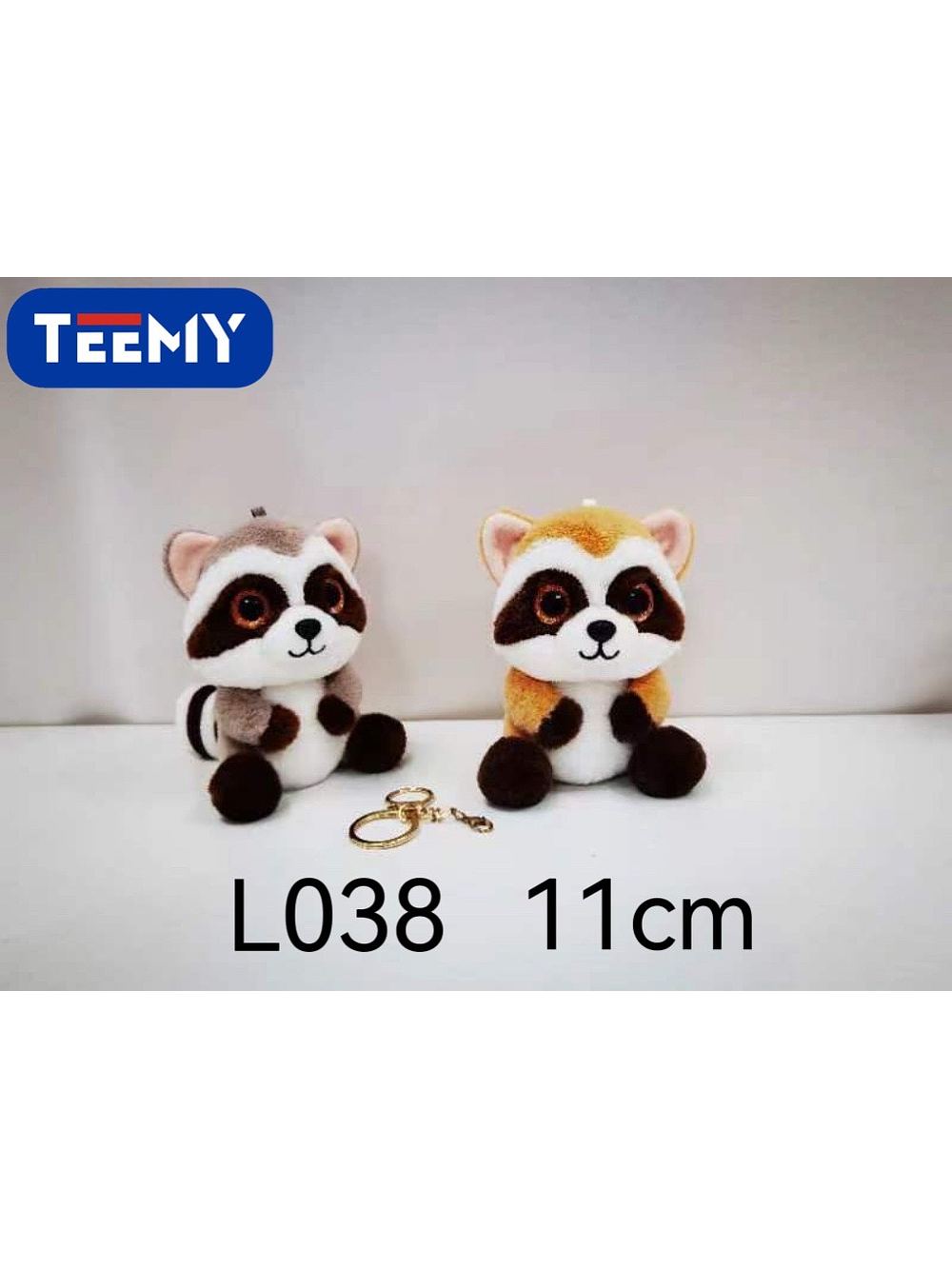 LLAVERO PELUCHE MAPACHE 11 CM PAQUETE 12 PCS