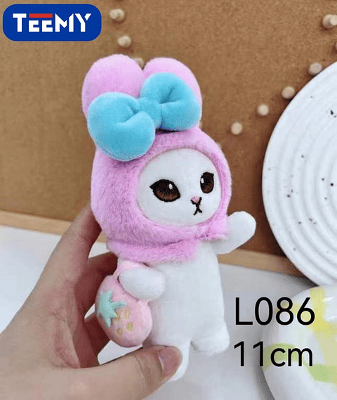 LLAVERO PELUCHE GATO  11 CM PAQUETE 12 PCS (L086)