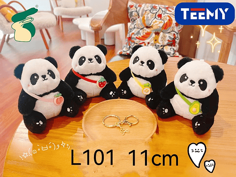 LLAVERO PELUCHE PANDA 11 CM PAQUETE 12 PIEZAS (L101)