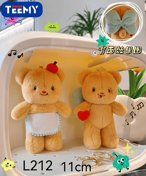 LLAVERO PELUCHE OSO 11 CM PAQUETE 12 PIEZAS (L212)