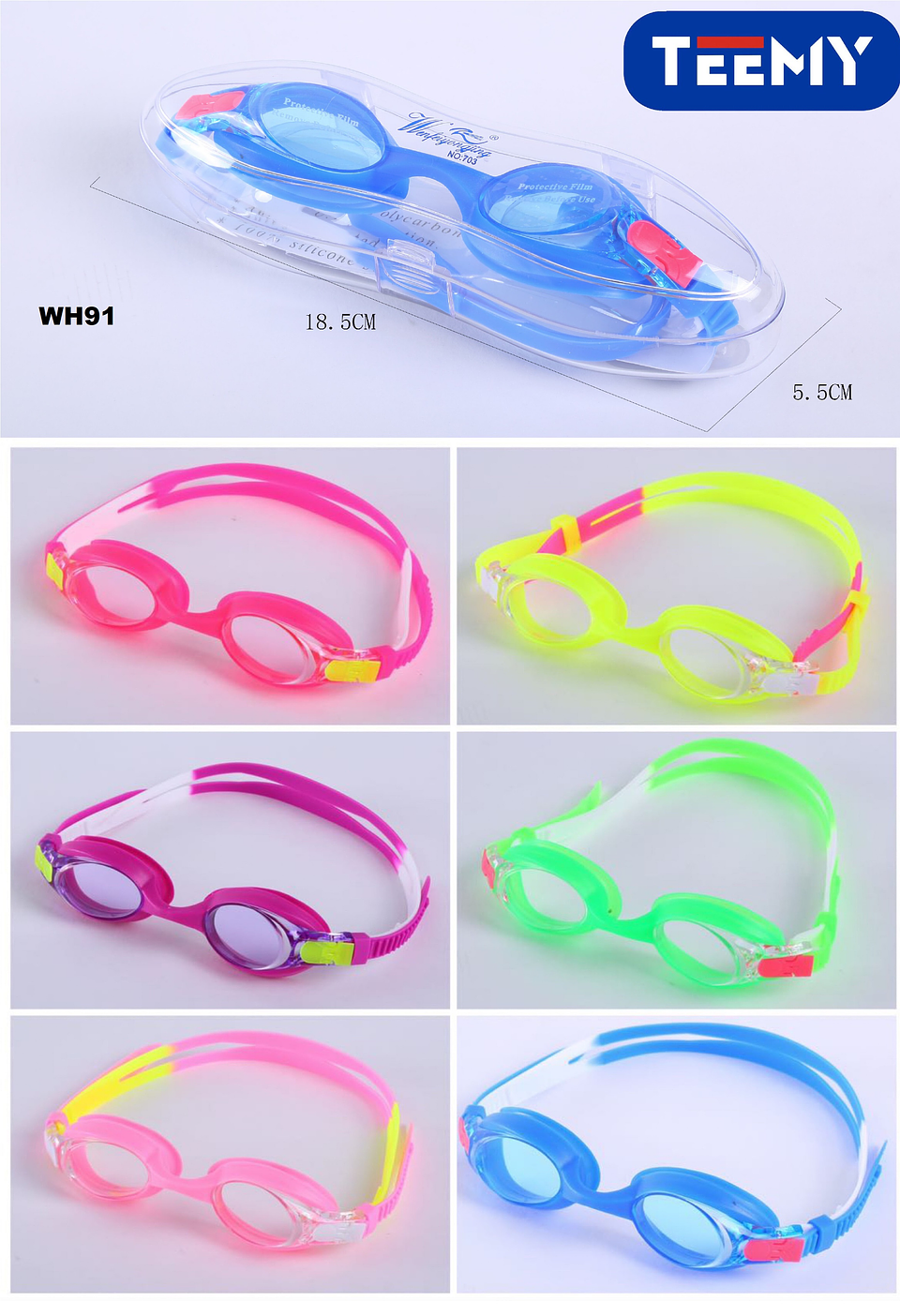 LENTES DE NATACION PAQUETE 6 PIEZAS (WH91) 2