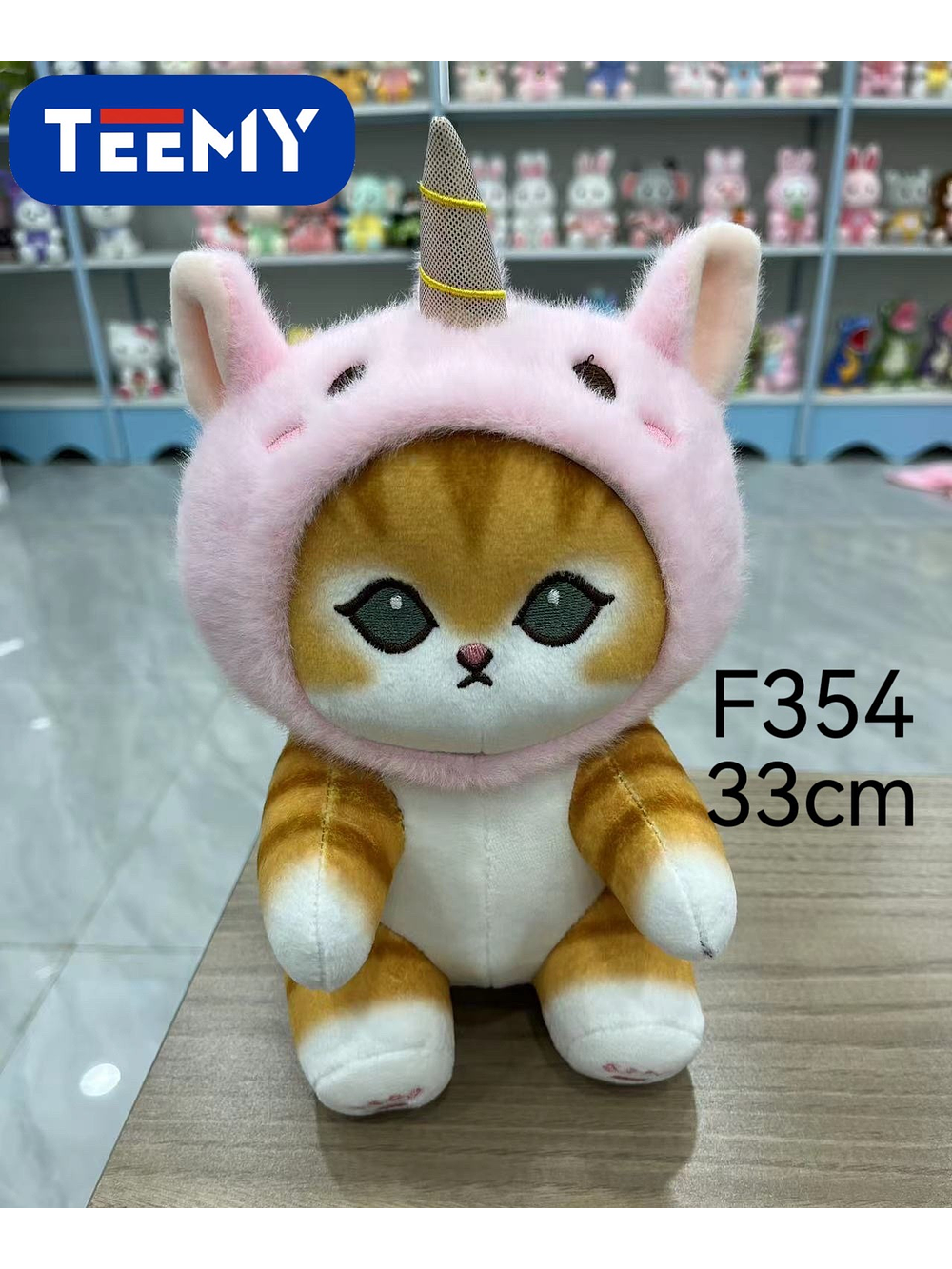 PELUCHE GATO DISFRAZ UNICORNIO 33 CM , PRECIO PUBLICADO ES AL POR MAYOR Y DEBEN SER 4 UNIDADES DEL MISMO 