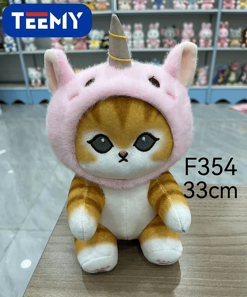 PELUCHE GATO DISFRAZ UNICORNIO 33 CM , PRECIO PUBLICADO ES AL POR MAYOR Y DEBEN SER 3 UNIDADES DEL MISMO  (F354)