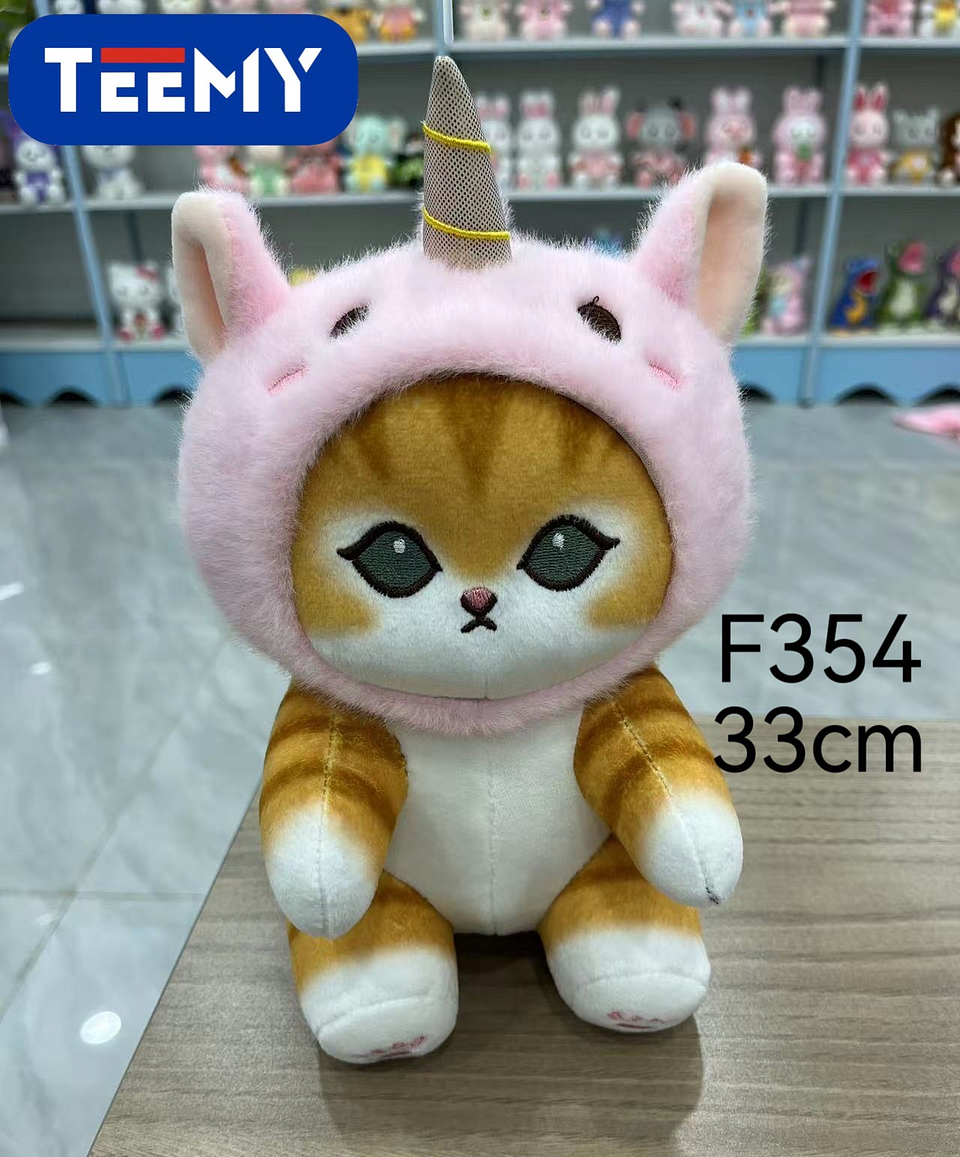 PELUCHE GATO DISFRAZ UNICORNIO 33 CM , PRECIO PUBLICADO ES AL POR MAYOR Y DEBEN SER 3 UNIDADES DEL MISMO  (F354) 1