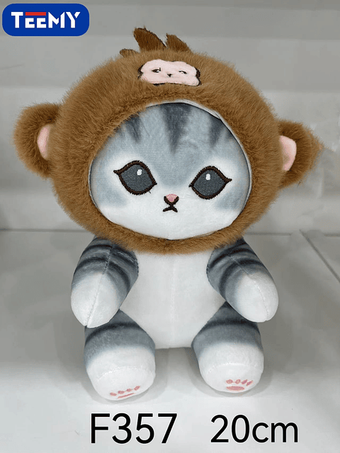 PELUCHE GATO DISFRAZ OSO 20 CM  , PRECIO PUBLICADO ES AL POR MAYOR Y DEBEN SER 3 UNIDADES DEL MISMO  (F357)
