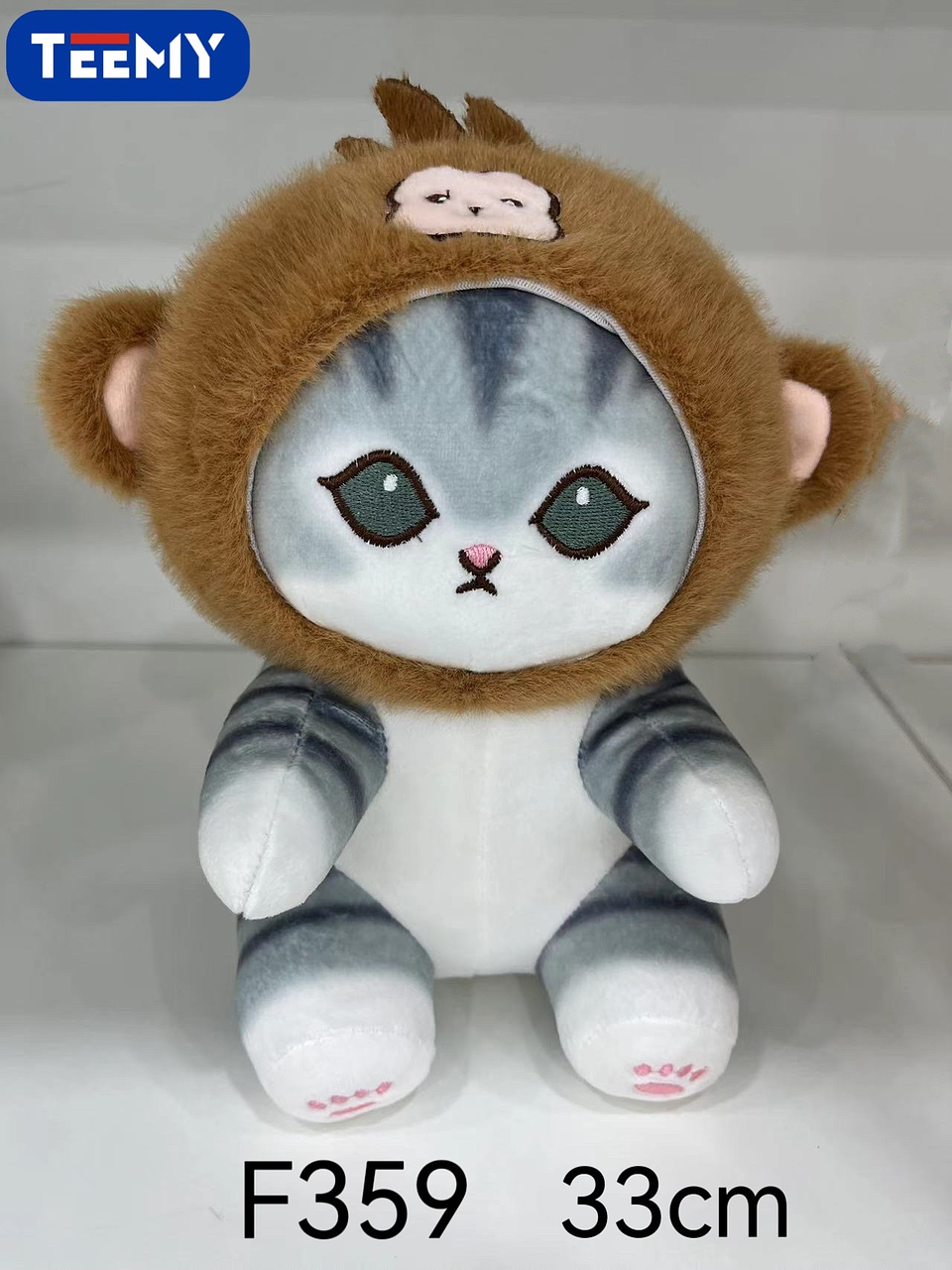 PELUCHE GATO DISFRAZ OSO 33 CM , 3 DEL MISMO POR MAYOR  (F359) 1