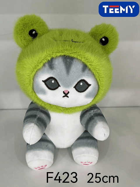 PELUCHE GATO DISFRAZ SAPITO 25 CM  , PRECIO PUBLICADO ES AL POR MAYOR Y DEBEN SER 3 UNIDADES DEL MISMO  (F423)