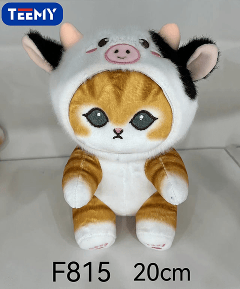 PELUCHE GATO DISFRAZ VACA 20 CM , PRECIO PUBLICADO ES AL POR MAYOR Y DEBEN SER 3 UNIDADES DEL MISMO  (F815)