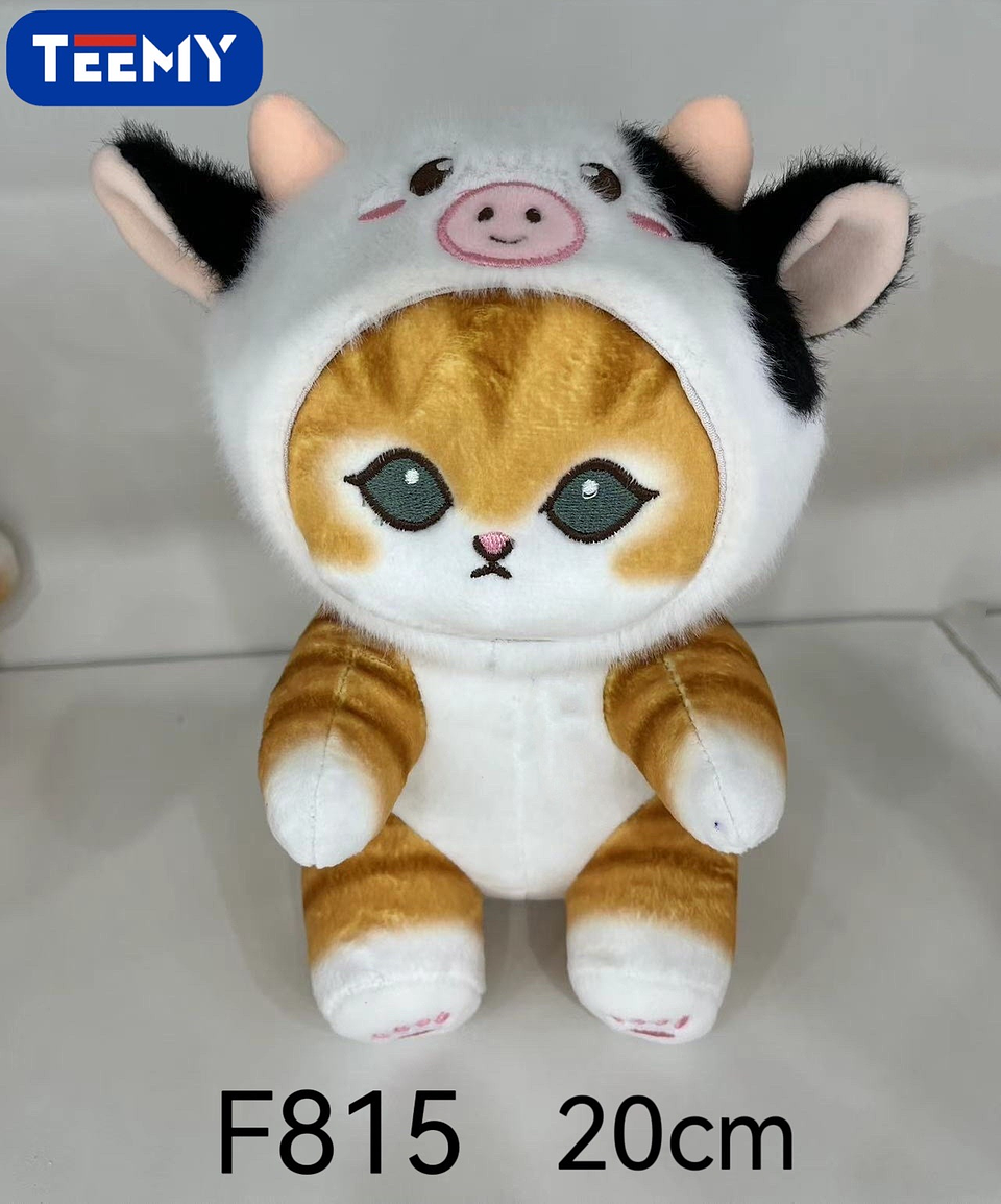 PELUCHE GATO DISFRAZ VACA 20 CM , PRECIO PUBLICADO ES AL POR MAYOR Y DEBEN SER 3 UNIDADES DEL MISMO  (F815) 1