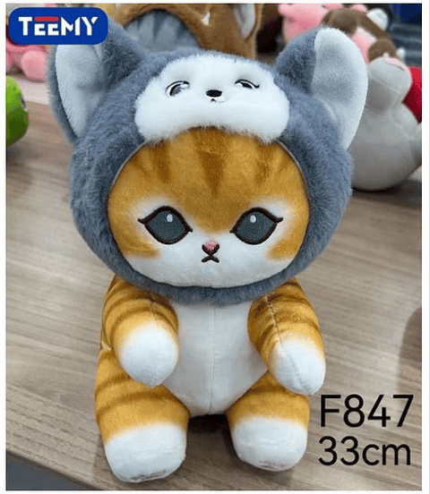 PELUCHE GATO DISFRAZ OSO 33 CM  , PRECIO PUBLICADO ES AL POR MAYOR Y DEBEN SER 3 UNIDADES DEL MISMO  (F847)