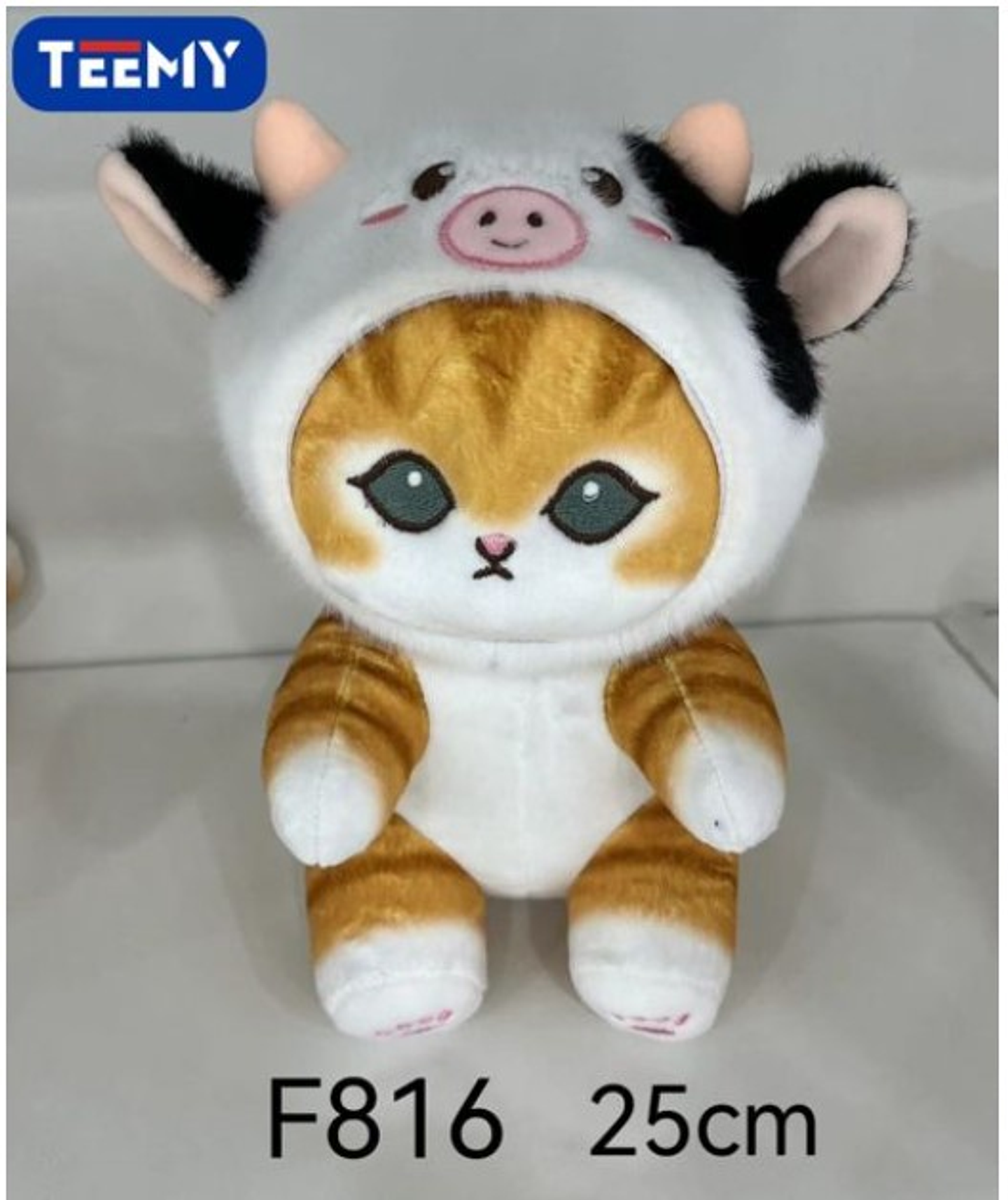 PELUCHE GATO DISFRAZ VACA 25 CM , 3 DEL MISMO POR MAYOR  (F816) 1