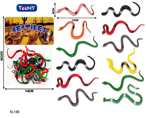 SERPIENTES DE JUGUETE PAQUETE 12 PIEZAS  (KL188)