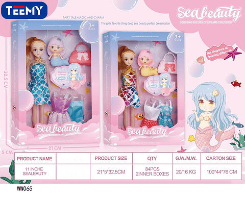 MUÑECA CON ACCESORIOS , PRECIO PUBLICADO ES AL POR MAYOR Y DEBEN SER 3 UNIDADES DEL MISMO  (WW065)