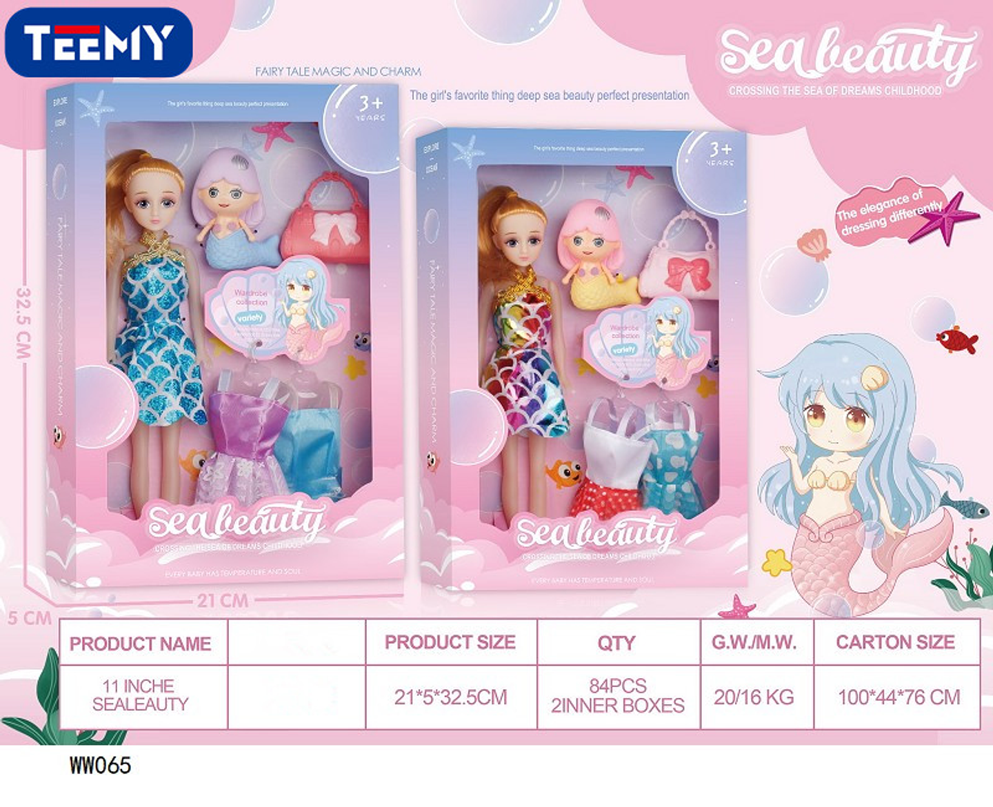 MUÑECA CON ACCESORIOS , PRECIO PUBLICADO ES AL POR MAYOR Y DEBEN SER 3 UNIDADES DEL MISMO  (WW065) 1