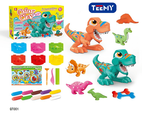 DINOSAURIOS CON PLASTICILINA, 3 DEL MISMO POR MAYOR  (QT001)