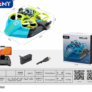 JUGUETE A CONTROL REMOTO 3 EN 1 (DRON, LANCHA Y CARRO), PRECIO PUBLICADO ES AL POR MAYOR Y DEBEN SER 4 UNIDADES DEL MISMO 