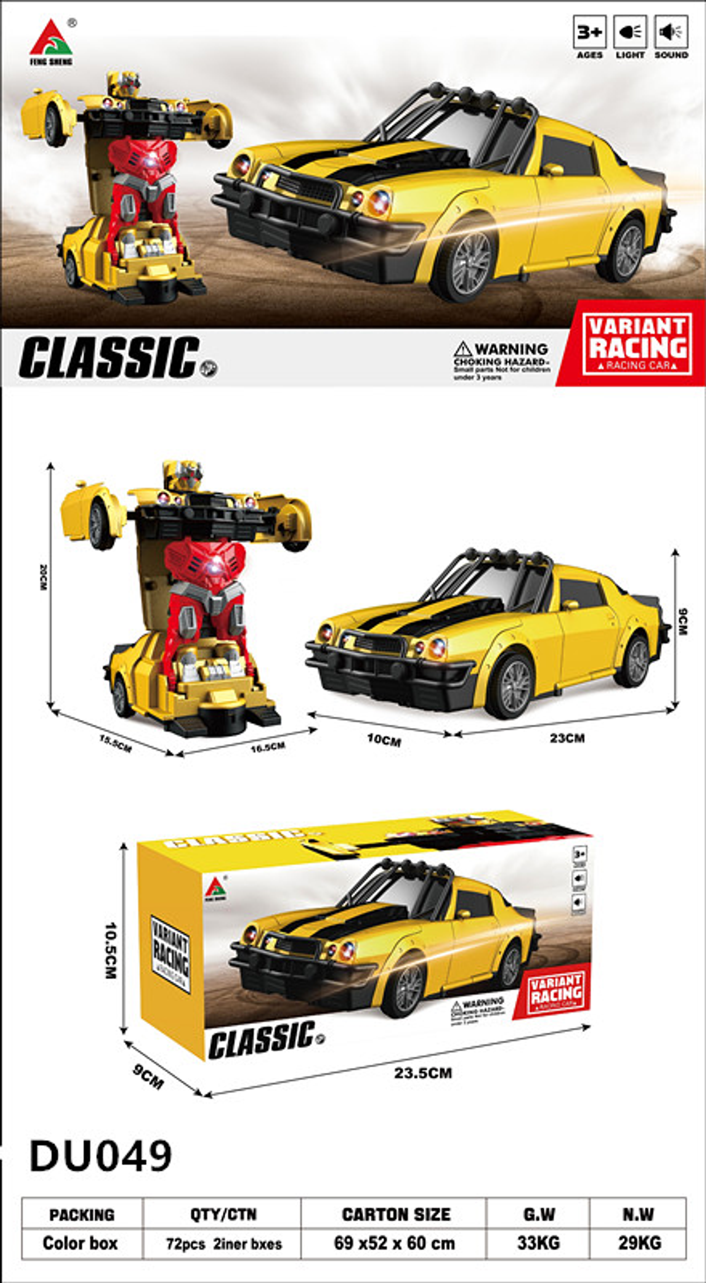 CARRO TRANSFORMER JUGUETE, PRECIO PUBLICADO ES AL POR MAYOR Y DEBEN SER 3 UNIDADES DEL MISMO  (DU049) 1