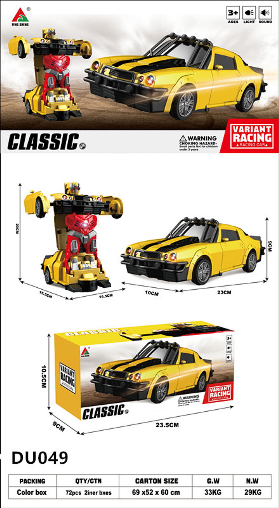 CARRO TRANSFORMER JUGUETE, PRECIO PUBLICADO ES AL POR MAYOR Y DEBEN SER 3 UNIDADES DEL MISMO  (DU049) 1