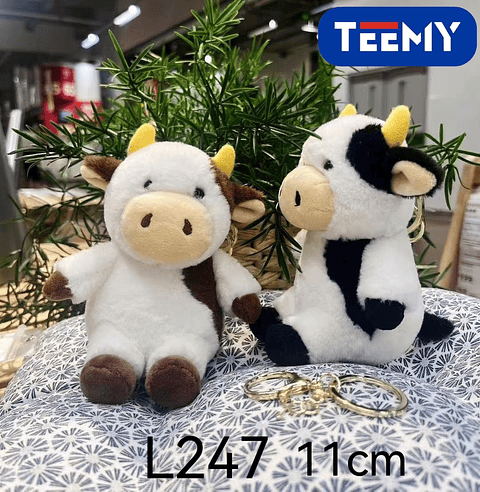 LLAVERO PELUCHE VACA PAQUETE 11 CM 12 PCS (L247)
