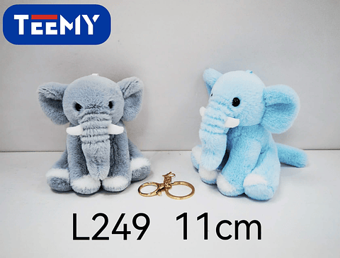 LLAVERO PELUCHE ELEFANTE 11 CM  PAQUETE 12 PIEZAS (L249)
