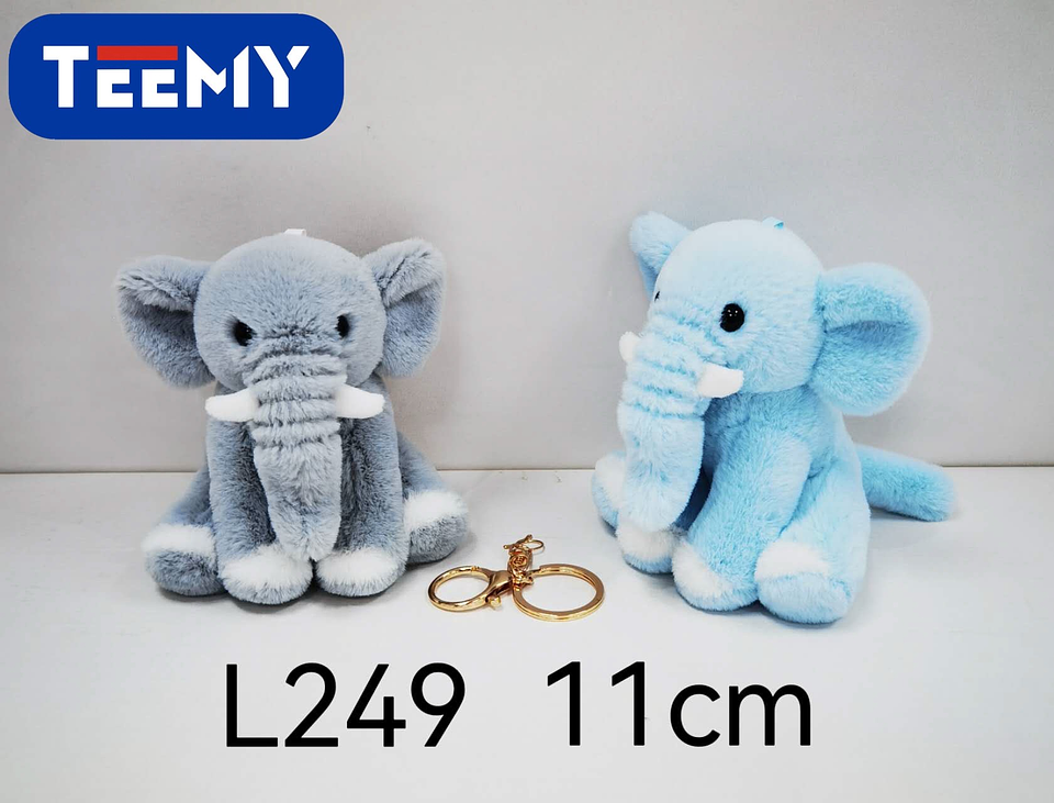 LLAVERO PELUCHE ELEFANTE 11 CM  PAQUETE 12 PIEZAS (L249) 1