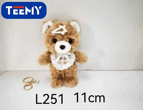LLAVERO PELUCHE OSO 11 CM PAQUETE 12 PIEZAS (L251)