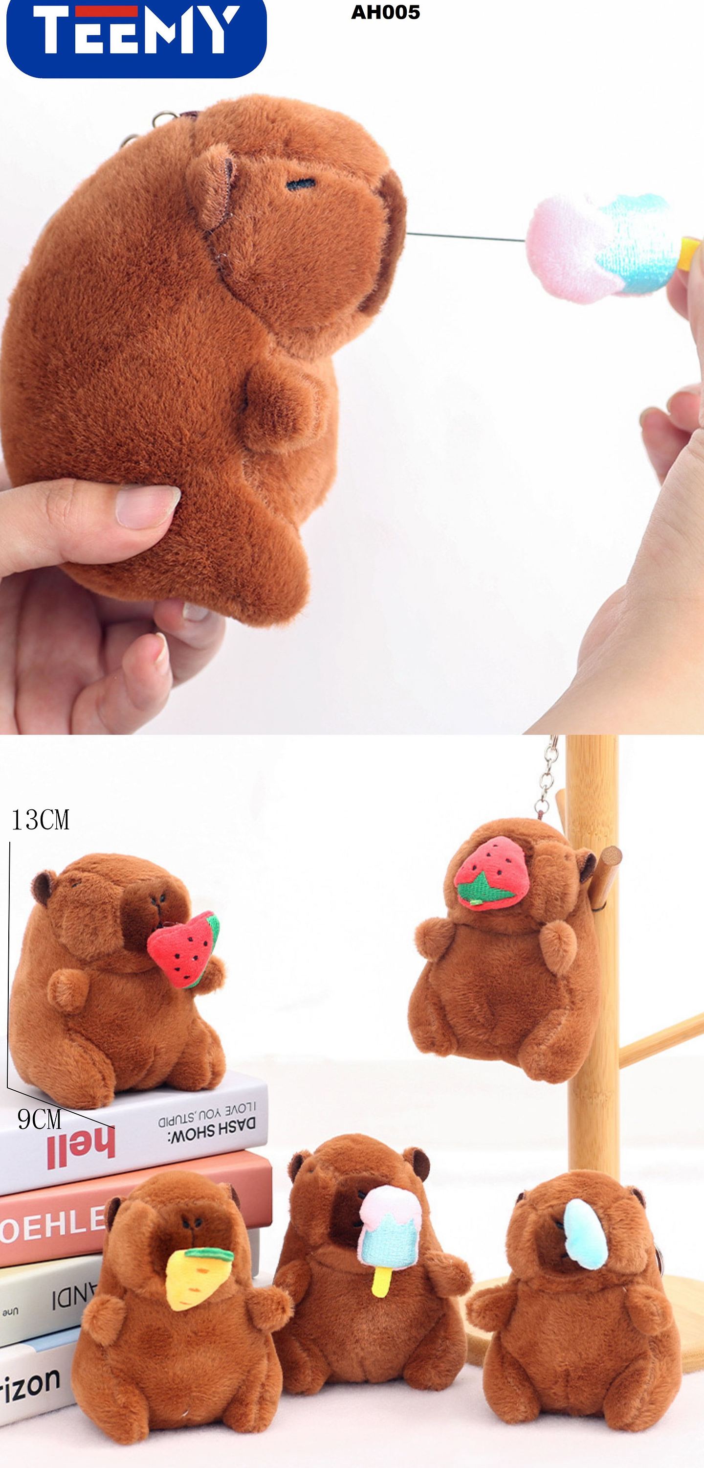 LLAVERO CAPYBARA A CUERDA CON FRUTICA, PAQUETE 12 PIEZAS  (AH005) 1