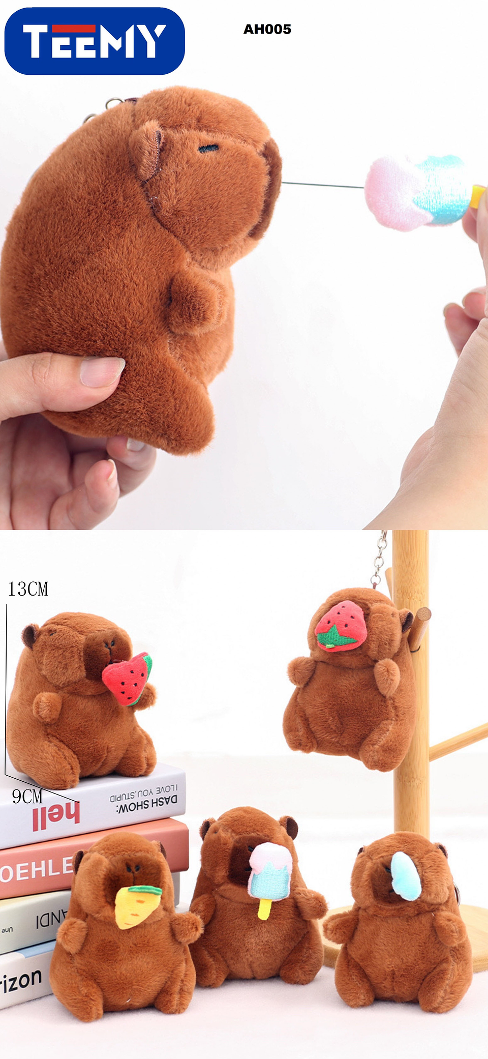 LLAVERO CAPYBARA A CUERDA CON FRUTICA, PAQUETE 12 PIEZAS  (AH005) 1