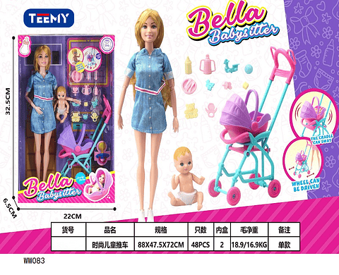 MUÑECA CON ACCESORIOS , PRECIO PUBLICADO ES AL POR MAYOR Y DEBEN SER 3 UNIDADES DEL MISMO  (WW083)