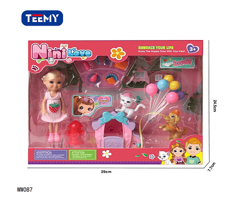 MUÑECA CON ACCESORIOS , PRECIO PUBLICADO ES AL POR MAYOR Y DEBEN SER 3 UNIDADES DEL MISMO  (WW087)