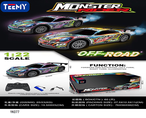 CARRO A CONTROL REMOTO , PRECIO PUBLICADO ES AL POR MAYOR Y DEBEN SER 3 UNIDADES DEL MISMO  (YK077)