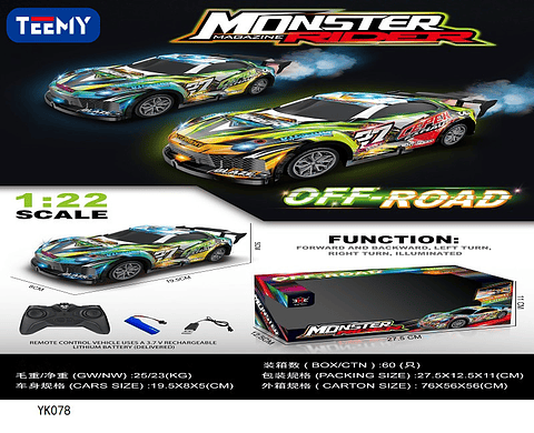 CARRO A CONTROL REMOTO , PRECIO PUBLICADO ES AL POR MAYOR Y DEBEN SER 3 UNIDADES DEL MISMO  (YK078)