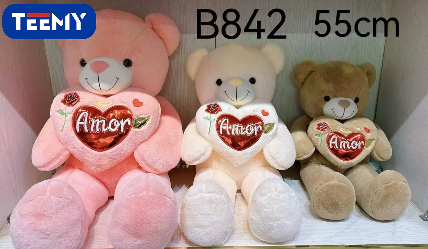 PELUCHE OSO AMOR 55 CM CORAZON CON LUZ , 3 DEL MISMO POR MAYOR  (B842) 1