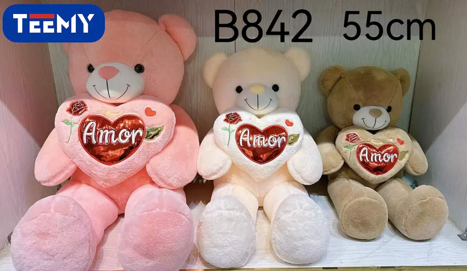 PELUCHE OSO AMOR 55 CM CORAZON CON LUZ , 3 DEL MISMO POR MAYOR  (B842) 1