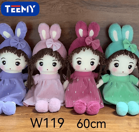 PELUCHE MUÑECA PEPONA 60 CM , PRECIO PUBLICADO ES AL POR MAYOR Y DEBEN SER 3 UNIDADES DEL MISMO  (W119)