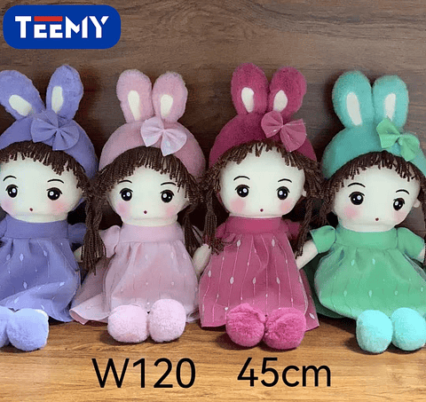 PELUCHE MUÑECA PEPONA 45 CM , PRECIO PUBLICADO ES AL POR MAYOR Y DEBEN SER 3 UNIDADES DEL MISMO  (W120)