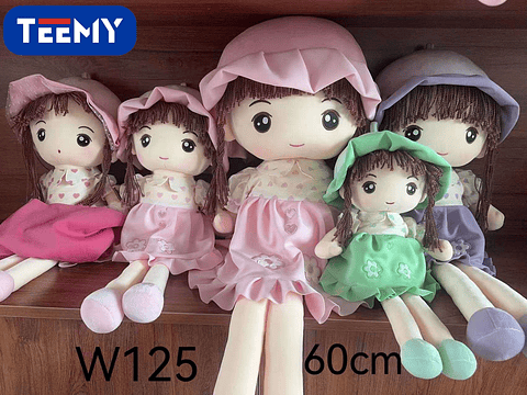 PELUCHE MUÑECA PEPONA 60 CM , PRECIO PUBLICADO ES AL POR MAYOR Y DEBEN SER 3 UNIDADES DEL MISMO  (W125)