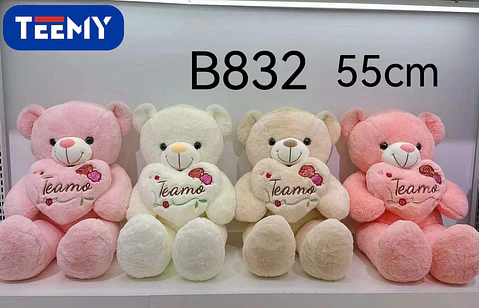 PELUCHE OSO AMOR 55 CM CORAZON CON LUZ , 3 DEL MISMO POR MAYOR  (B832)