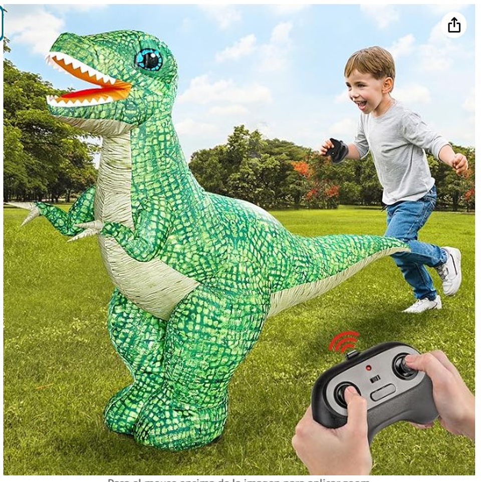 DINOSAURIO INFLABLE A CONTROL REMOTO CON SONIDO, PRECIO PUBLICADO ES AL POR MAYOR Y DEBEN SER 3 UNIDADES DEL MISMO  (YK083) 2