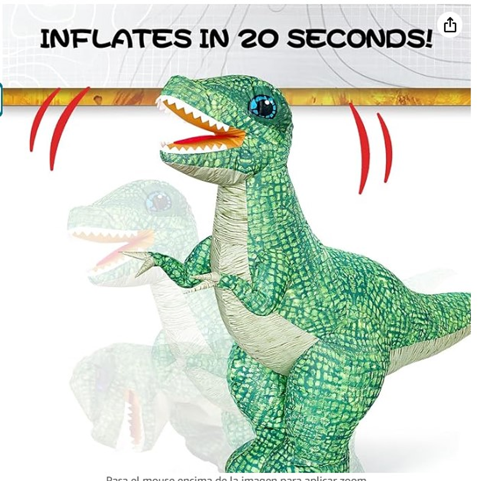 DINOSAURIO INFLABLE A CONTROL REMOTO CON SONIDO, PRECIO PUBLICADO ES AL POR MAYOR Y DEBEN SER 3 UNIDADES DEL MISMO  (YK083) 4