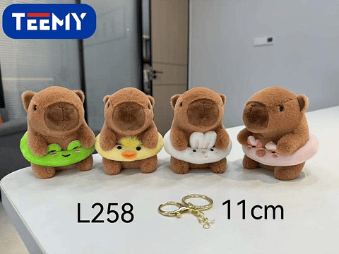 LLAVERO PELUCHE CAPYBARA 11 CM PAQUETE 12 PIEZAS (L258)