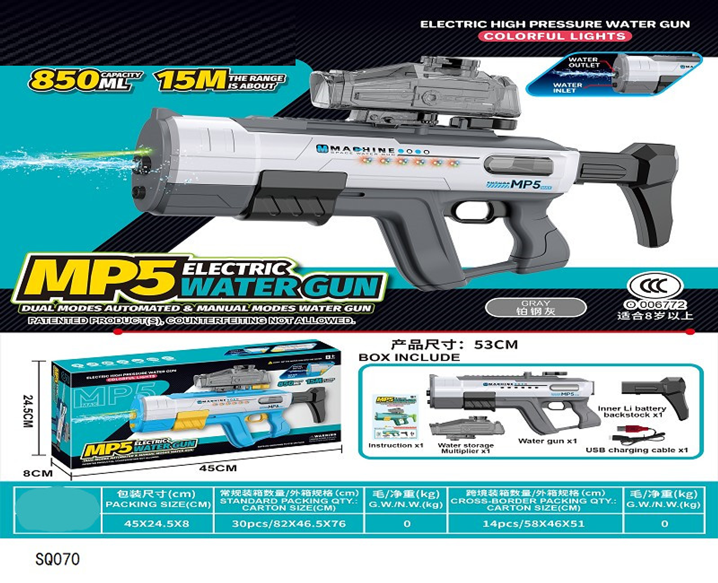 PISTOLA DE AGUA A BATERIA , PRECIO PUBLICADO ES AL POR MAYOR Y DEBEN SER 3 UNIDADES DEL MISMO  (SQ070) 1