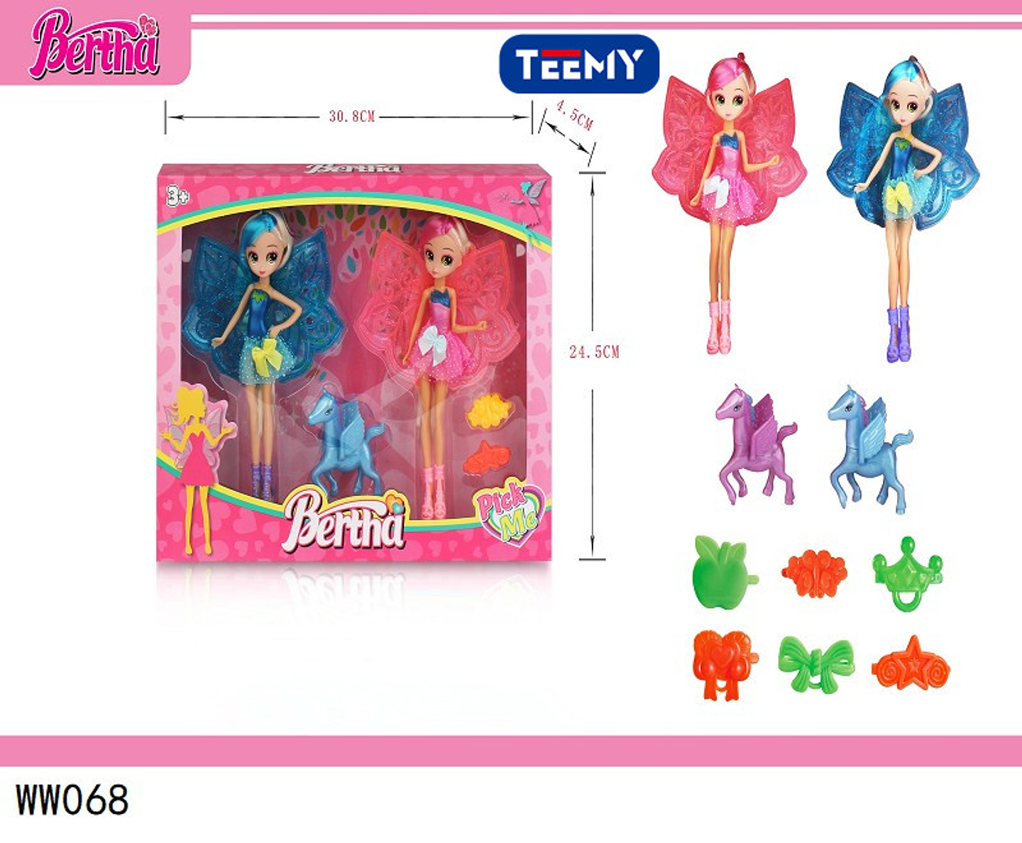 MUÑECA CON ACCESORIOS , PRECIO PUBLICADO ES AL POR MAYOR Y DEBEN SER 3 UNIDADES DEL MISMO  (WW068) 1