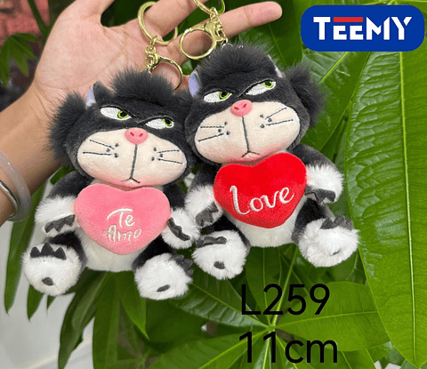 LLAVERO PELUCHE GATO DIA DEL AMOR PAQUETE 11 CM 12 PCS (L259)