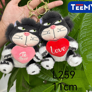 LLAVERO PELUCHE GATO DIA DEL AMOR PAQUETE 11 CM 12 PCS