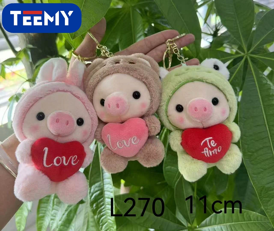 LLAVERO PELUCHE CHANCHO DIA DEL AMOR 11 CM PAQUETE 12 PIEZAS (L270) 1