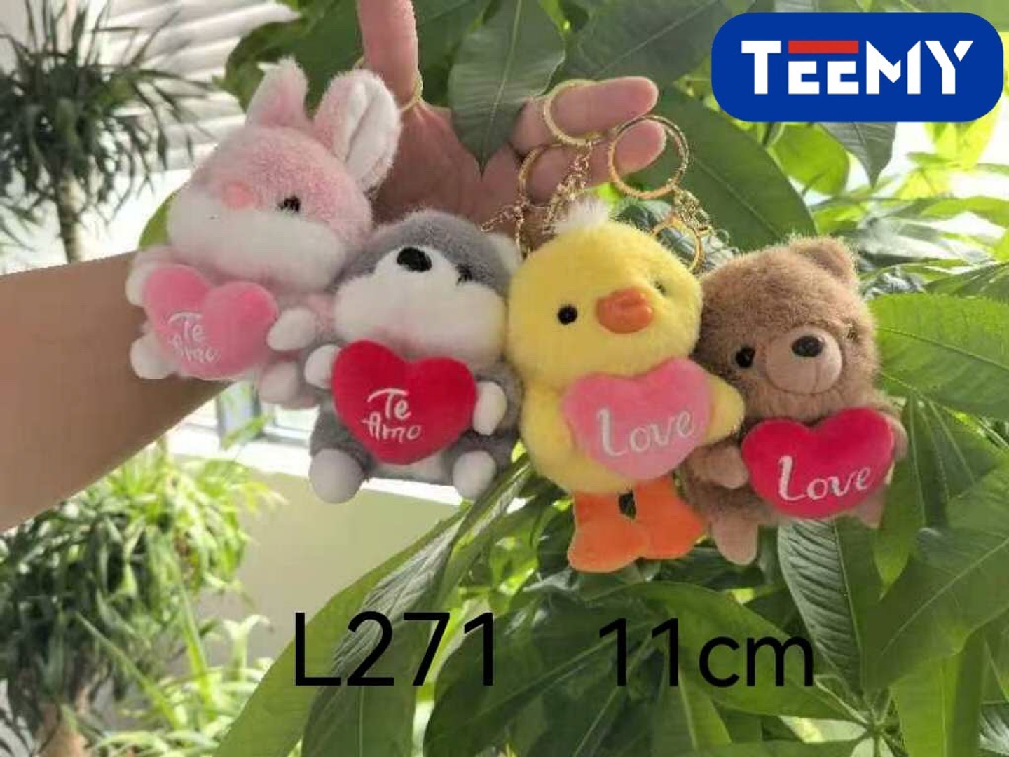 LLAVERO PELUCHE CONEJO, LOBO, PATO Y OSO, DIA DEL AMOR PAQUETE 11 CM 12 PCS (L271) 1