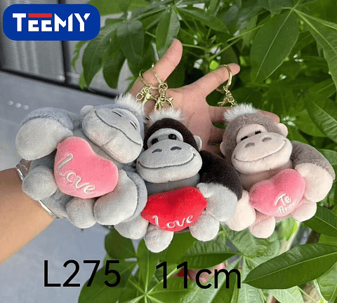 LLAVERO PELUCHE GORILA DIA DEL AMOR PAQUETE 11 CM 12 PCS (L275)